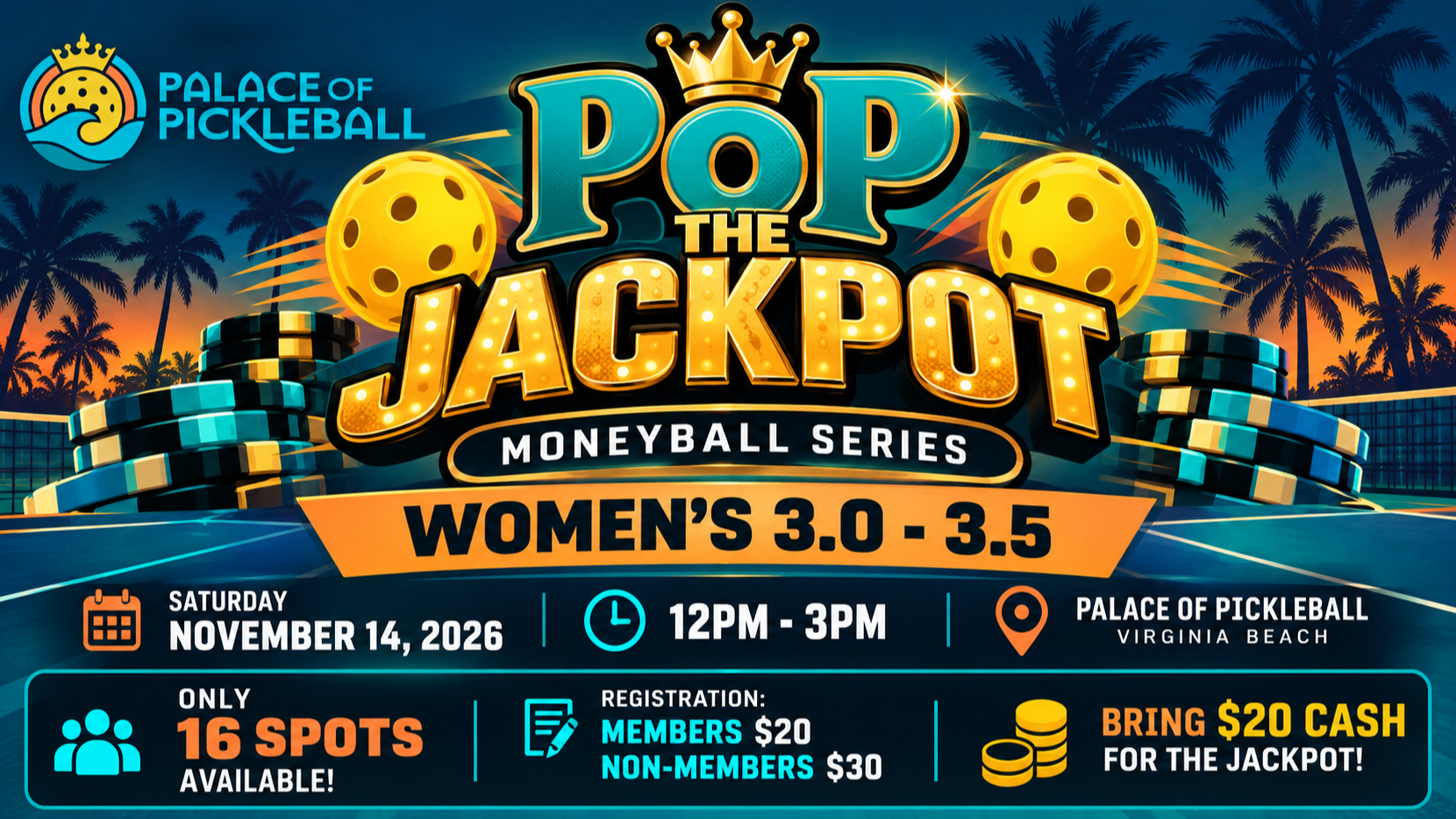 PoP the Jackpot Moneyball Series - Women's 3.0-3.5